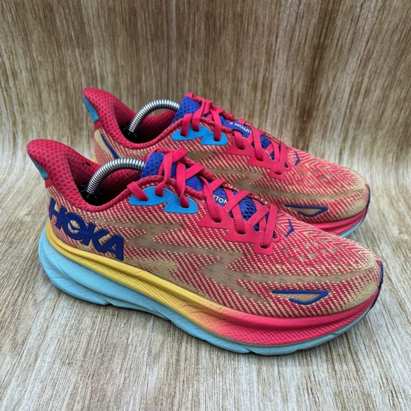 Hoka Shoes - Hoka One One Clifton 9 Women's 7 B Cerise Cloudless Running Shoes 1127896 CRSCL